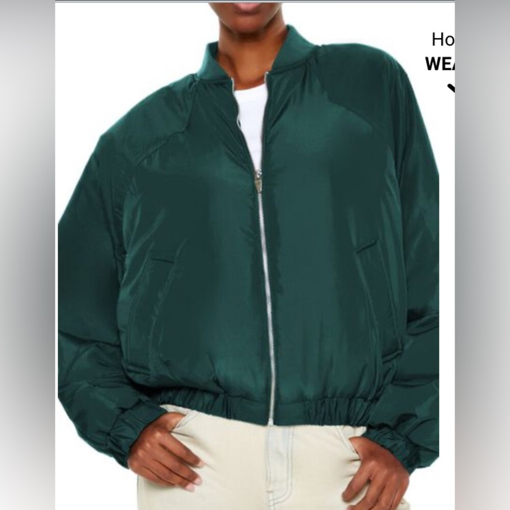 Forever 21 Puff Ralen- Sleeve Bomber Jacket
